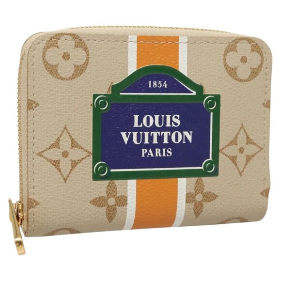 LOUIS VUITTON Monogram Monopanam Zippy Coin Purse Beige M82691 LV Auth 115227M - Picture 1 of 16